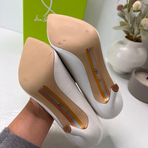 Sam Edelman Hazel Suede Pointed Toe Pump White Women's 7.5M Tried On - Picture 9 of 11